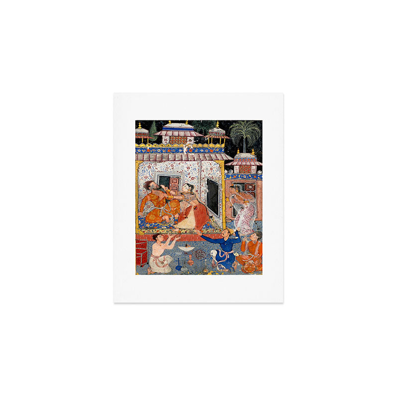 -India, Mughal, Reign of Akbar, 16th century - Page from Tales of a Parrot (Tuti-nama)- Eighth night- The deceitful wife a - 1962 Art Print Gallery Image 1