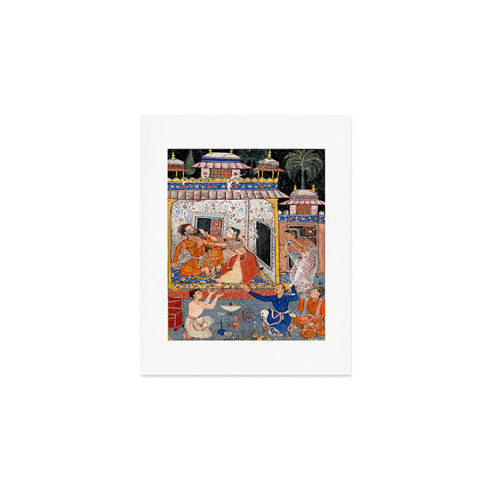 -India, Mughal, Reign of Akbar, 16th century - Page from Tales of a Parrot (Tuti-nama)- Eighth night- The deceitful wife a - 1962 Art Print Gallery Image 1