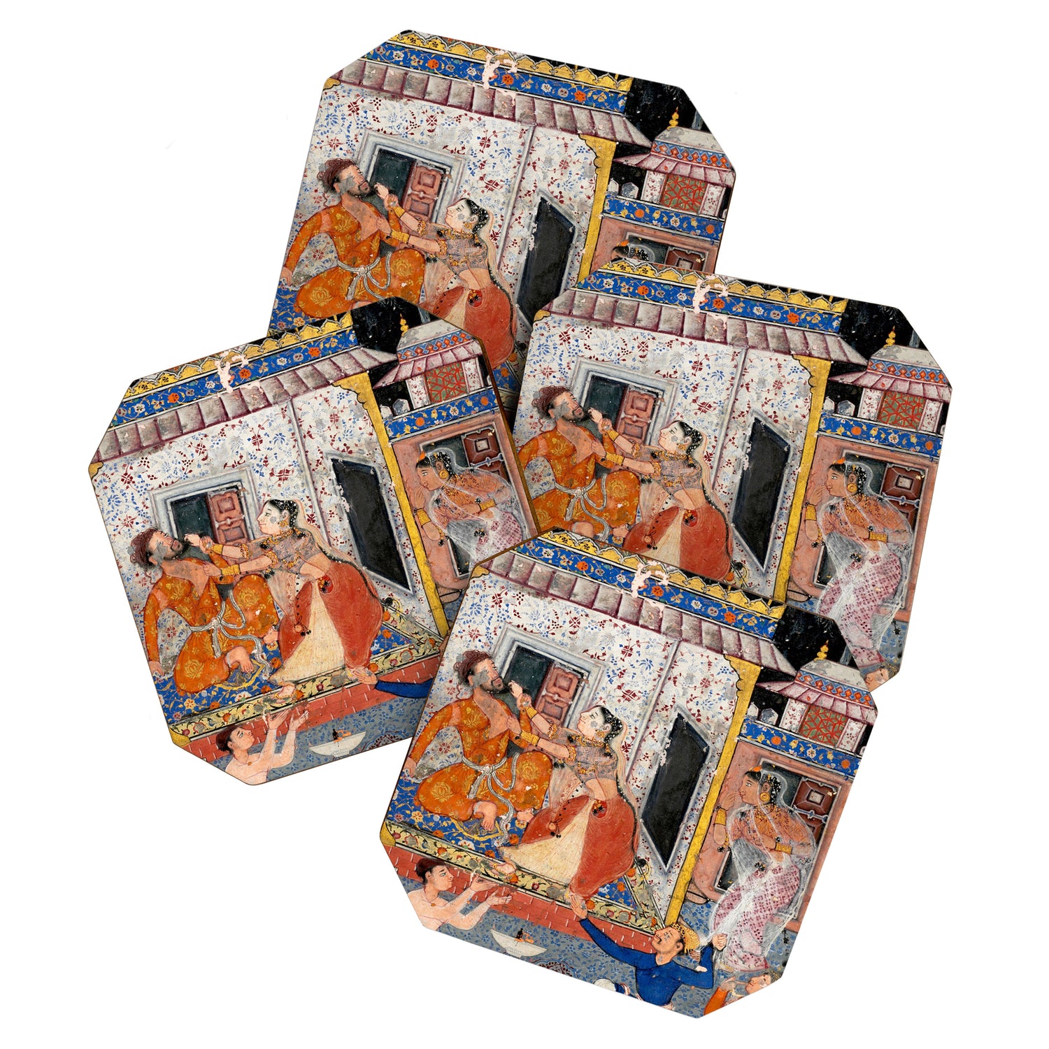 -India, Mughal, Reign of Akbar, 16th century - Page from Tales of a Parrot (Tuti-nama)- Eighth night- The deceitful wife a - 1962 Coaster Gallery Image 1