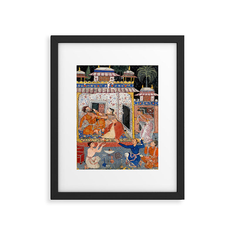 -India, Mughal, Reign of Akbar, 16th century - Page from Tales of a Parrot (Tuti-nama)- Eighth night- The deceitful wife a - 1962 Framed Art Print Gallery Image 5