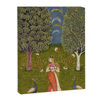 Indian Miniature Painted Illustration Princess In the Peacock Garden Floral Pose Canvas Print Gallery Image 8