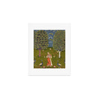 Indian Miniature Painted Illustration Princess In the Peacock Garden Floral Pose Art Print Gallery Image 1
