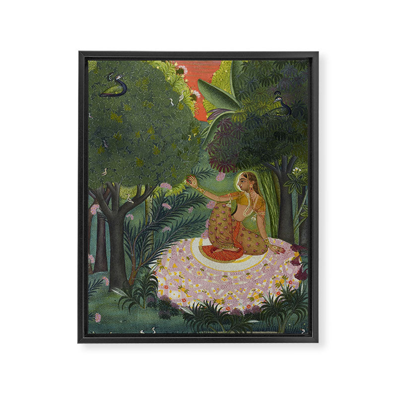 Indian Princess In Bird Garden Framed Canvas Print Gallery Image 6