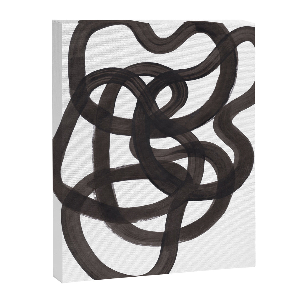 'Ink Memories' Minimalist Ink Line Drawing Abstract Black Brush Strokes Modern Funky Maze by Ejaaz Haniff Canvas Print Gallery Image 6