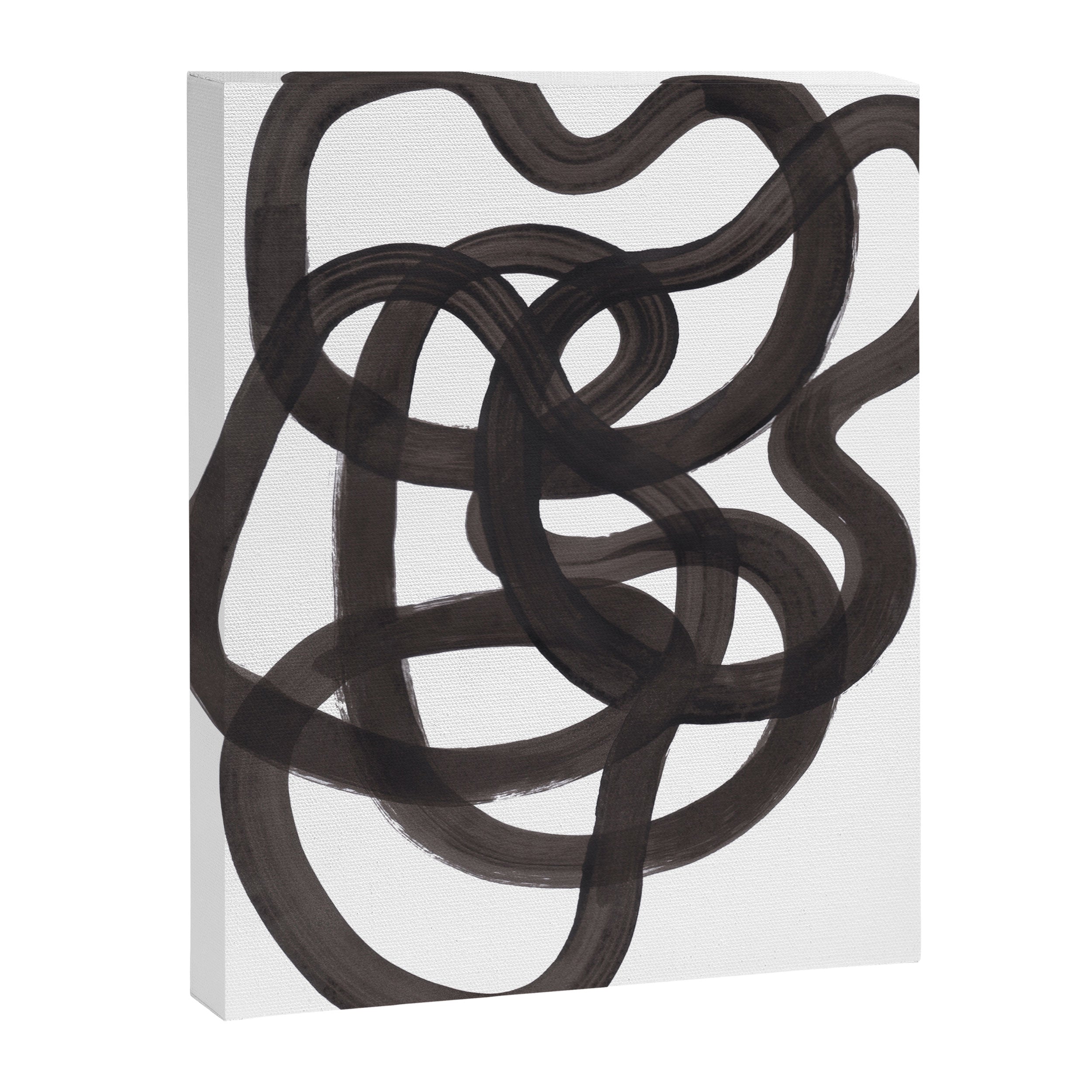 'Ink Memories' Minimalist Ink Line Drawing Abstract Black Brush Strokes Modern Funky Maze by Ejaaz Haniff Canvas Print Gallery Image 6