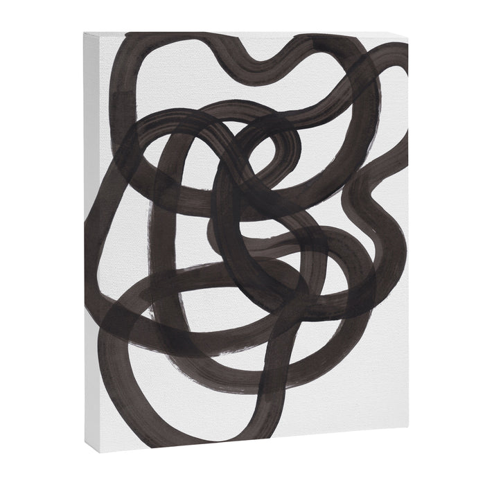 'Ink Memories' Minimalist Ink Line Drawing Abstract Black Brush Strokes Modern Funky Maze by Ejaaz Haniff Canvas Print Gallery Image 1