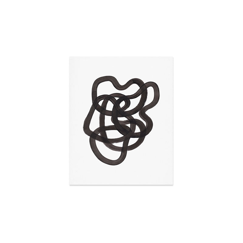 'Ink Memories' Minimalist Ink Line Drawing Abstract Black Brush Strokes Modern Funky Maze by Ejaaz Haniff Art Print Gallery Image 1