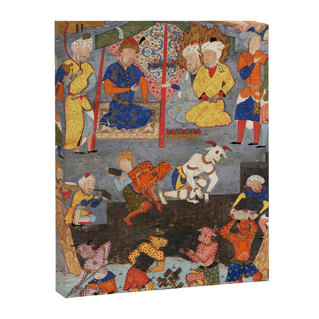 Iskandar (Alexander) builds a wall against Gog and Magog Islamic Antique Art Canvas Print Gallery Image 6