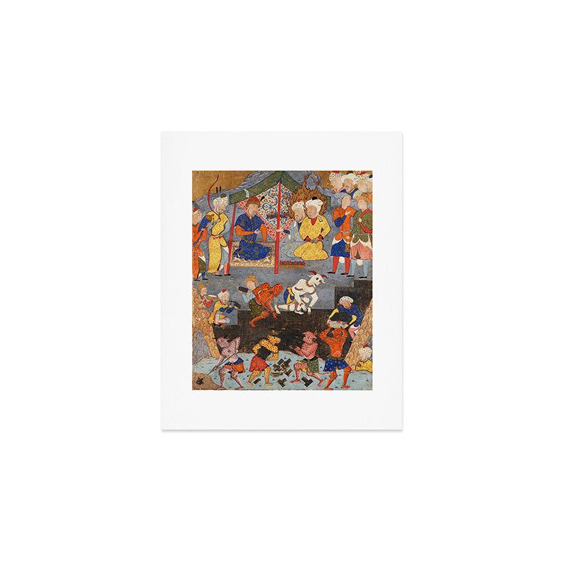 Iskandar (Alexander) builds a wall against Gog and Magog Islamic Antique Art Art Print Gallery Image 1