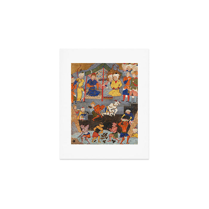Iskandar (Alexander) builds a wall against Gog and Magog Islamic Antique Art Art Print Gallery Image 1