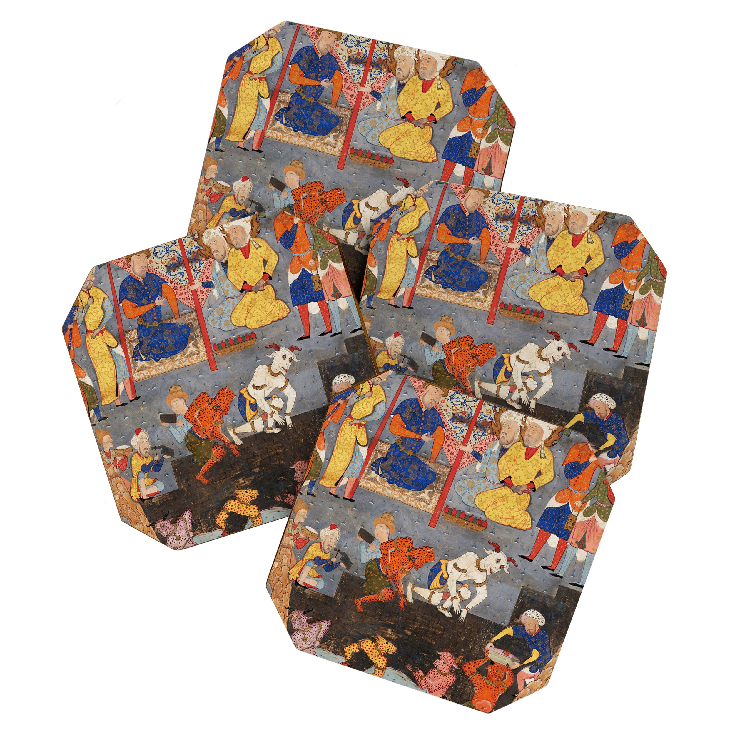Iskandar (Alexander) builds a wall against Gog and Magog Islamic Antique Art Coaster Gallery Image 1