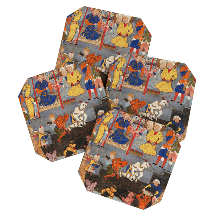 Iskandar (Alexander) builds a wall against Gog and Magog Islamic Antique Art Coaster Gallery Image 1
