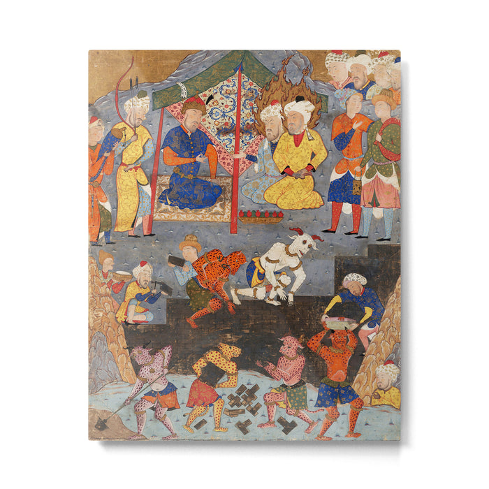 Iskandar (Alexander) builds a wall against Gog and Magog Islamic Antique Art Metal Print Gallery Image 1