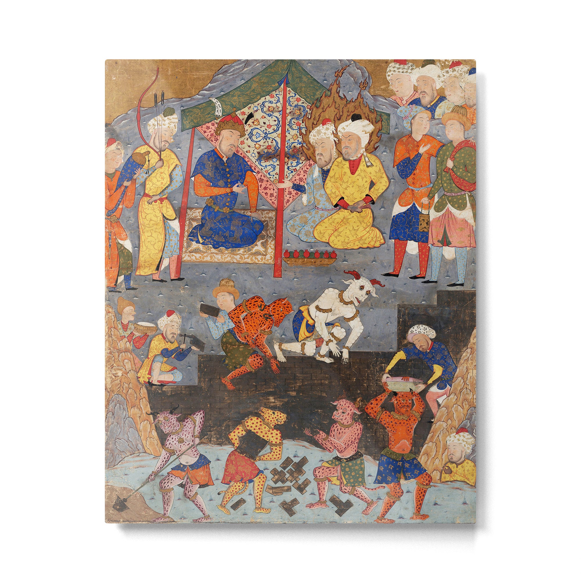Iskandar (Alexander) builds a wall against Gog and Magog Islamic Antique Art Metal Print Gallery Image 4