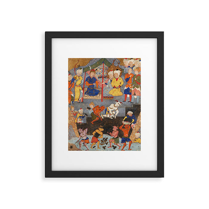 Iskandar (Alexander) builds a wall against Gog and Magog Islamic Antique Art Framed Art Print Gallery Image 1