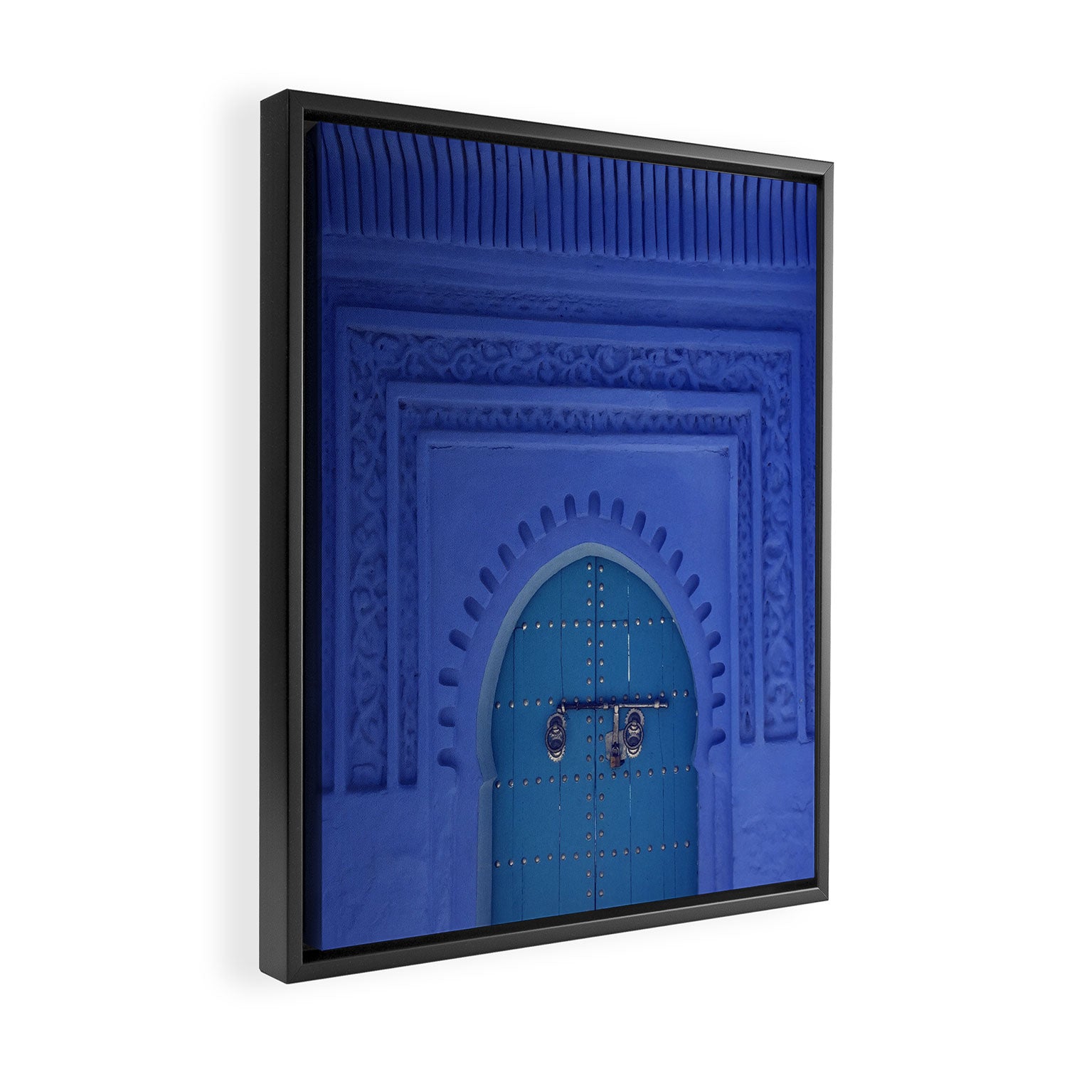 Islamic Architecture Blue Turquoise Secret Doorway Beautiful Engravings Framed Canvas Print Gallery Image 2