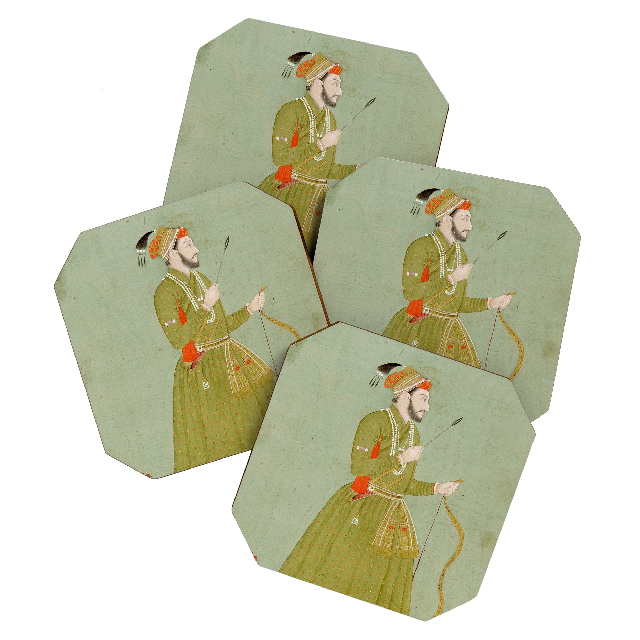 Jahangir's Son Antique Indian Miniature Painted Illustration Coaster Gallery Image 1