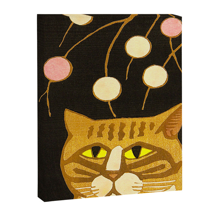 Japanese Cat Cubism Woodblock Print Cherry Blossom Midcentury Modern Canvas Print Gallery Image 1