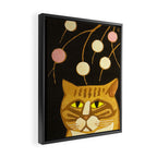 Japanese Cat Cubism Woodblock Print Cherry Blossom Midcentury Modern Framed Canvas Print Gallery Image 2