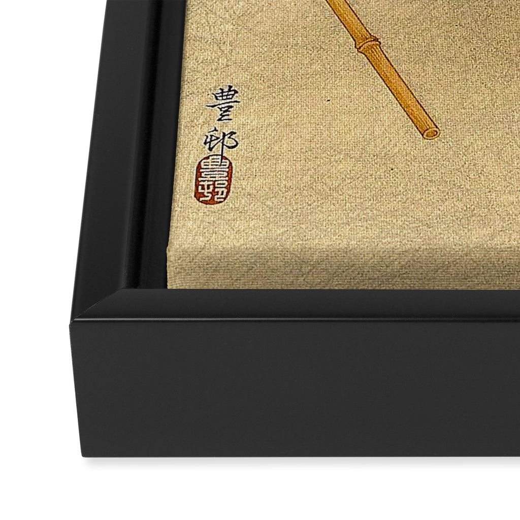 Japanese Woodblock Print Cat Lantern Playful Vintage Art Framed Canvas Print Gallery Image 3