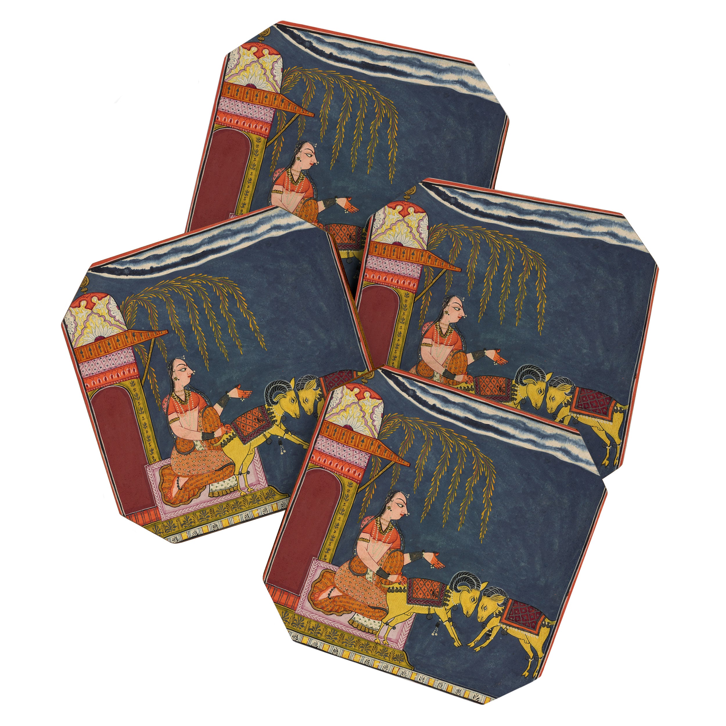 Kaccheli Ragini, from a Ragamala Antique Indian Painted Illustration  Coaster Gallery Image 1