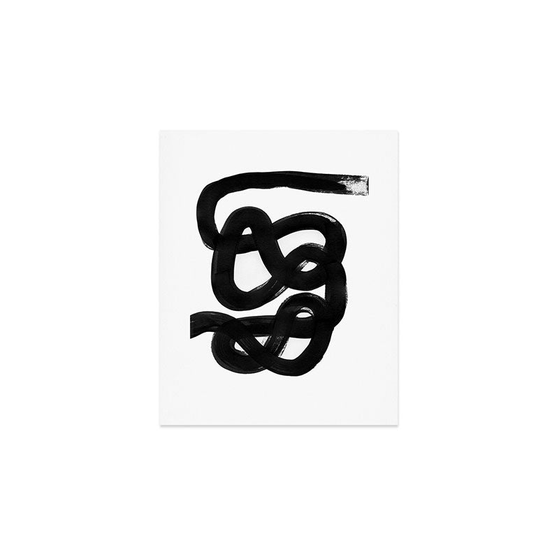 Knots Black & White Minimalist Ink Tribal Mid Century Pattern Dark Painting Pattern Art Print Gallery Image 1
