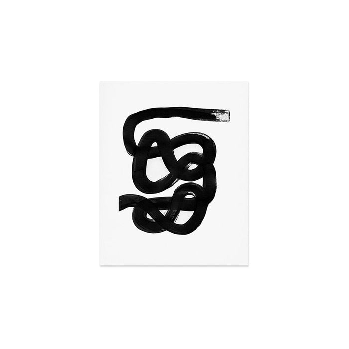 Knots Black & White Minimalist Ink Tribal Mid Century Pattern Dark Painting Pattern Art Print Gallery Image 1