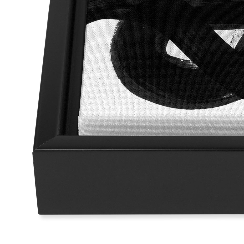 Knots Black & White Minimalist Ink Tribal Mid Century Pattern Dark Painting Pattern Framed Canvas Print Gallery Image 3