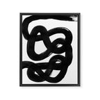 Knots Black & White Minimalist Ink Tribal Mid Century Pattern Dark Painting Pattern Framed Canvas Print Gallery Image 6