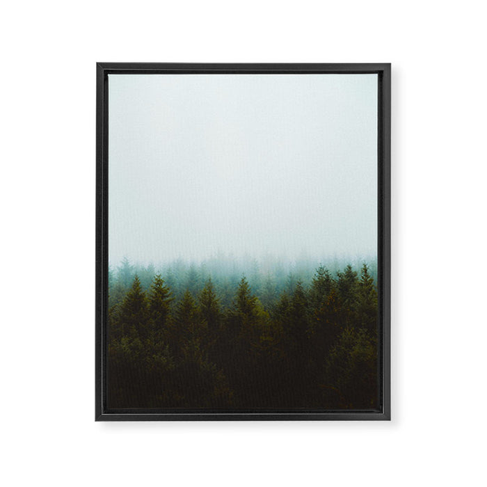 Landscape Pine Forest Green Evergreen Trees Minimalist Simple Landscape Framed Canvas Print Gallery Image 1