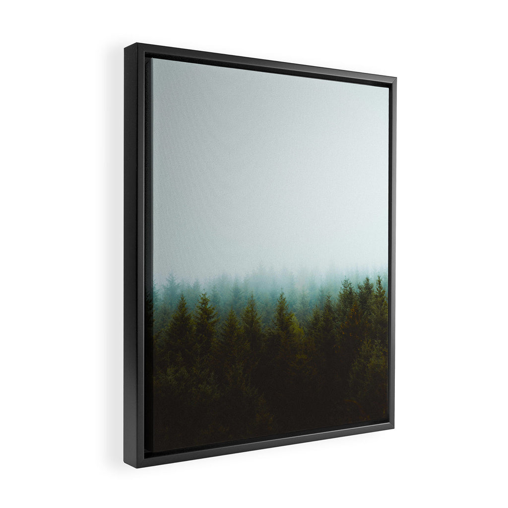Landscape Pine Forest Green Evergreen Trees Minimalist Simple Landscape Framed Canvas Print Gallery Image 2