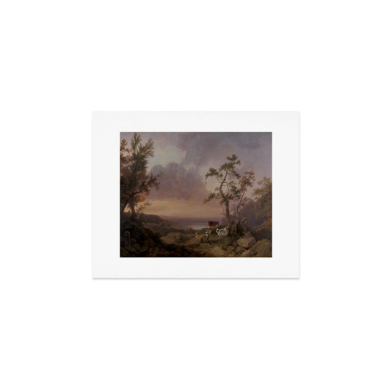 Landscape with Cattle and Peasant Oil painting Art Print Gallery Image 1