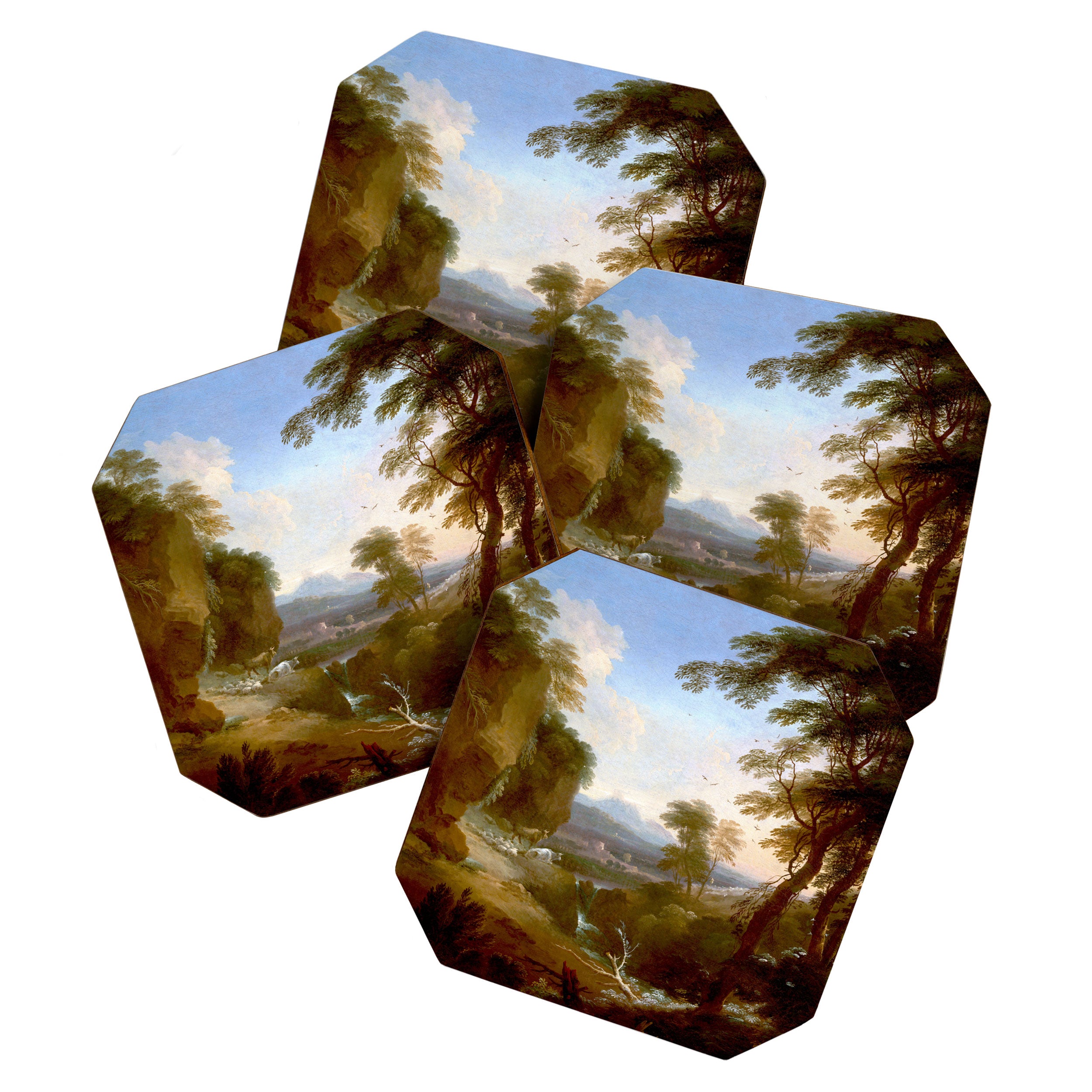 Landscape with Distant Mountains by Adriaen Van Diest Landscape Oil Painting Coaster Gallery Image 1