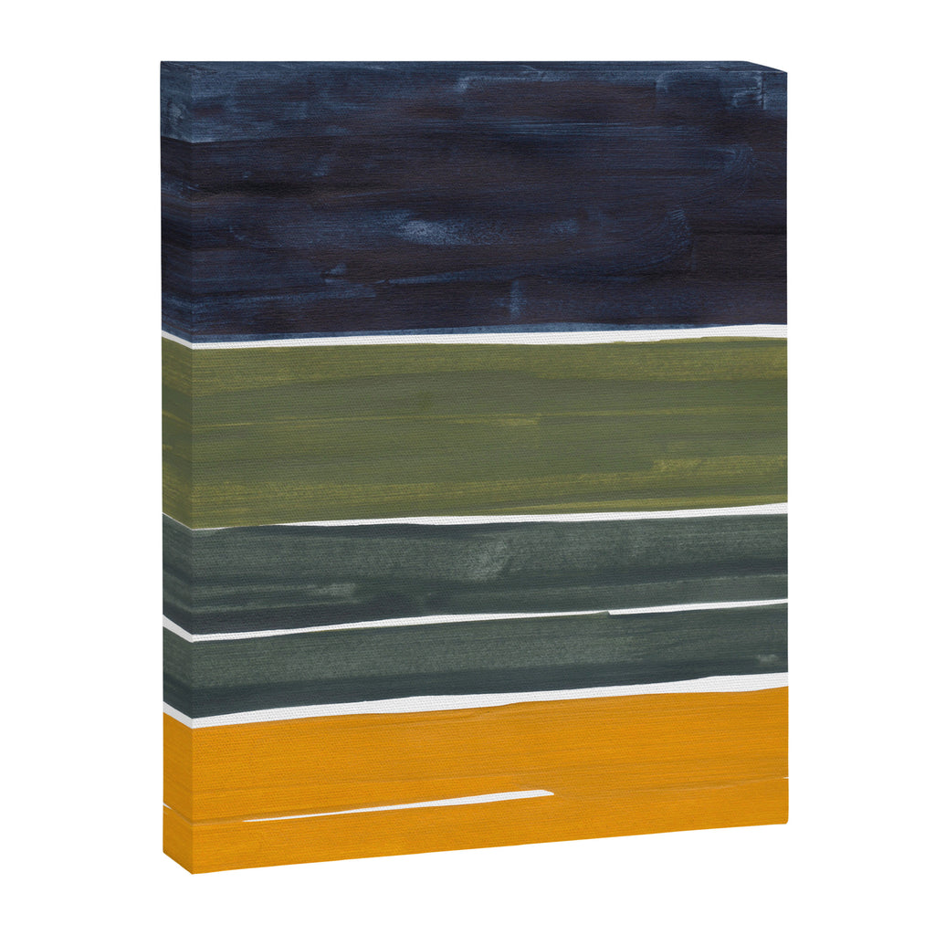 Late November Rothko Inspired Colorful Stripes Navy Blue Olive Green Yellow Canvas Print Gallery Image 6