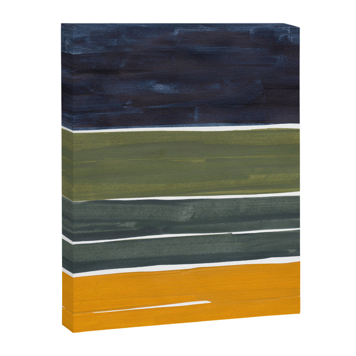 Late November Rothko Inspired Colorful Stripes Navy Blue Olive Green Yellow Canvas Print Gallery Image 1