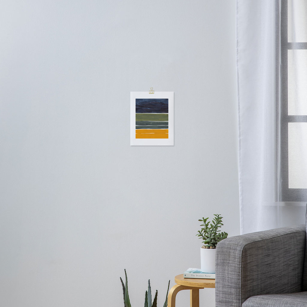 Late November Rothko Inspired Colorful Stripes Navy Blue Olive Green Yellow Art Print Gallery Image 3