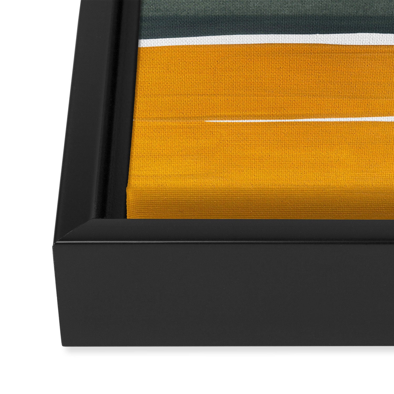Late November Rothko Inspired Colorful Stripes Navy Blue Olive Green Yellow Framed Canvas Print Gallery Image 3