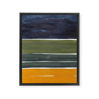 Late November Rothko Inspired Colorful Stripes Navy Blue Olive Green Yellow Framed Canvas Print Gallery Image 6
