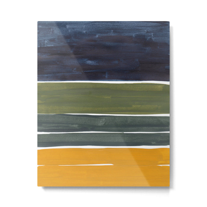 Late November Rothko Inspired Colorful Stripes Navy Blue Olive Green Yellow Metal Print Gallery Image 1