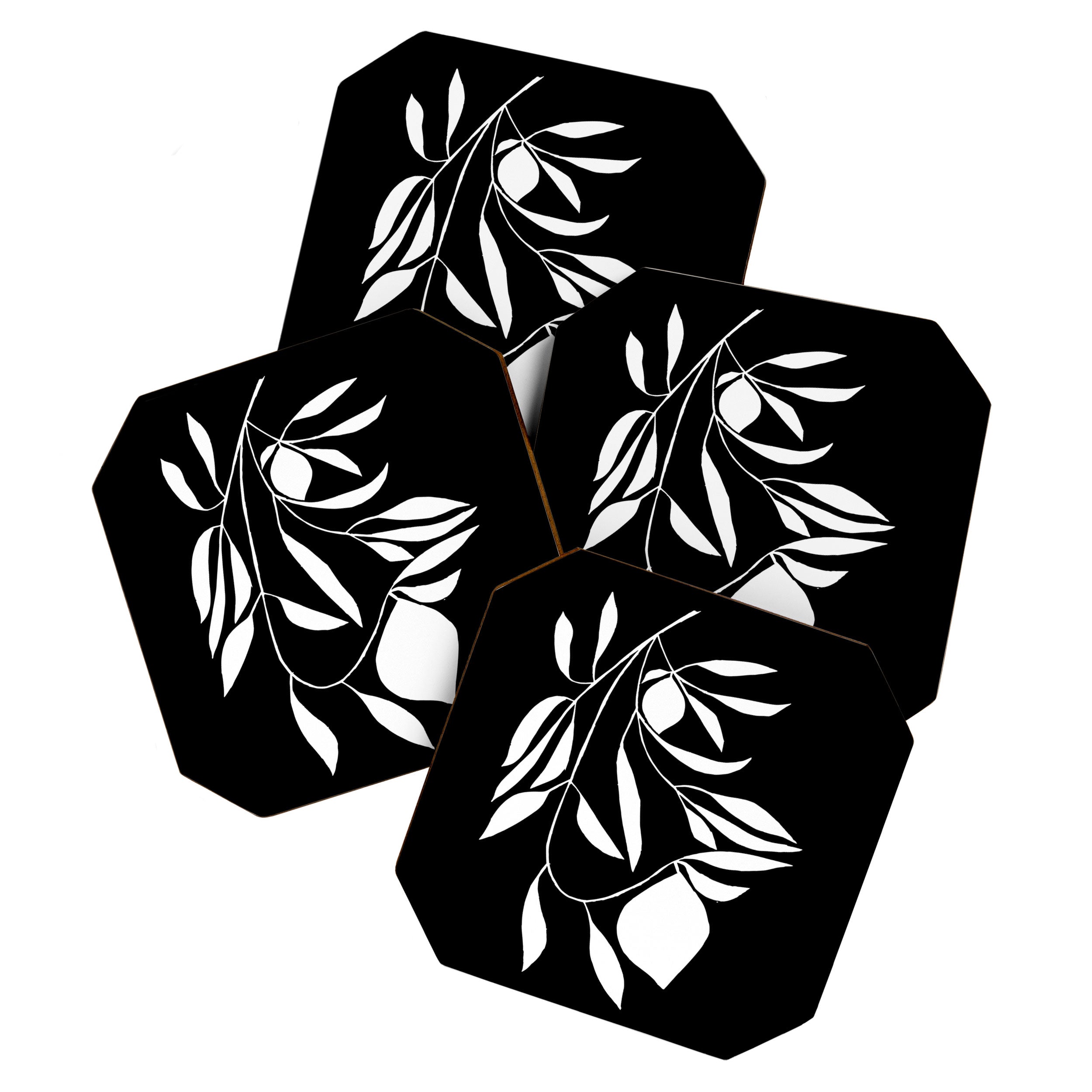 Lemon Tree In Black  Coaster Gallery Image 1