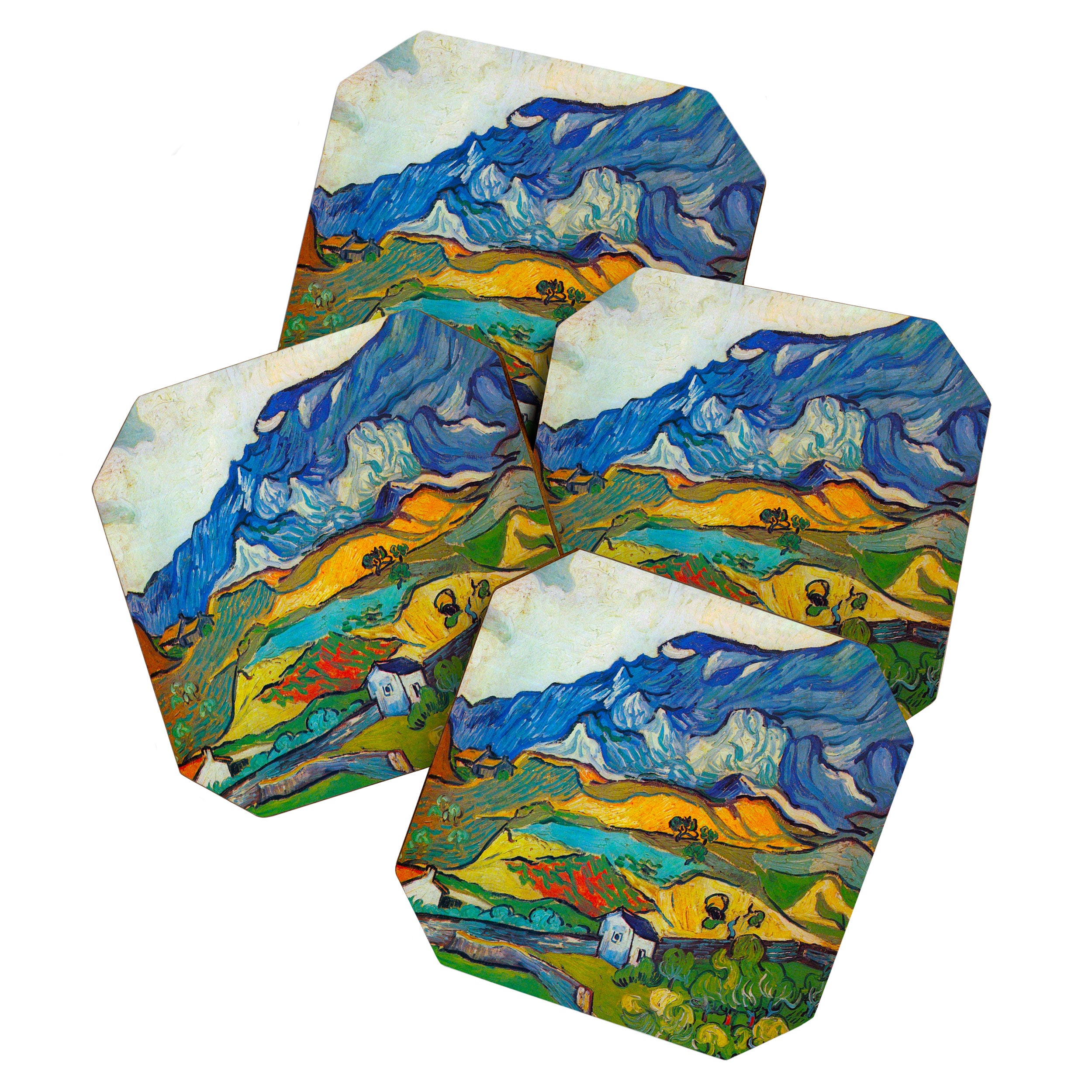 Les Alpilles, Mountain Landscape near South Reme Vincent van Gogh 1889 Coaster Gallery Image 1