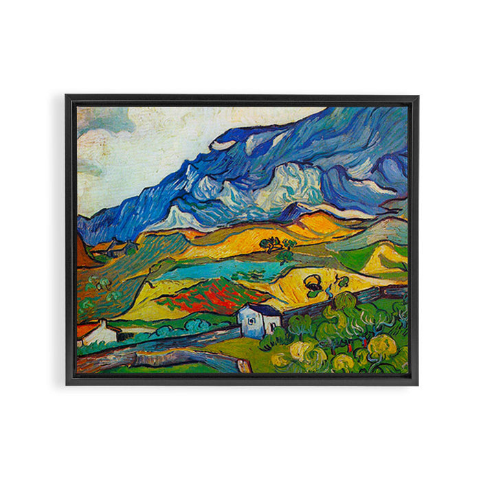Les Alpilles, Mountain Landscape near South Reme Vincent van Gogh 1889 Framed Canvas Print Gallery Image 1