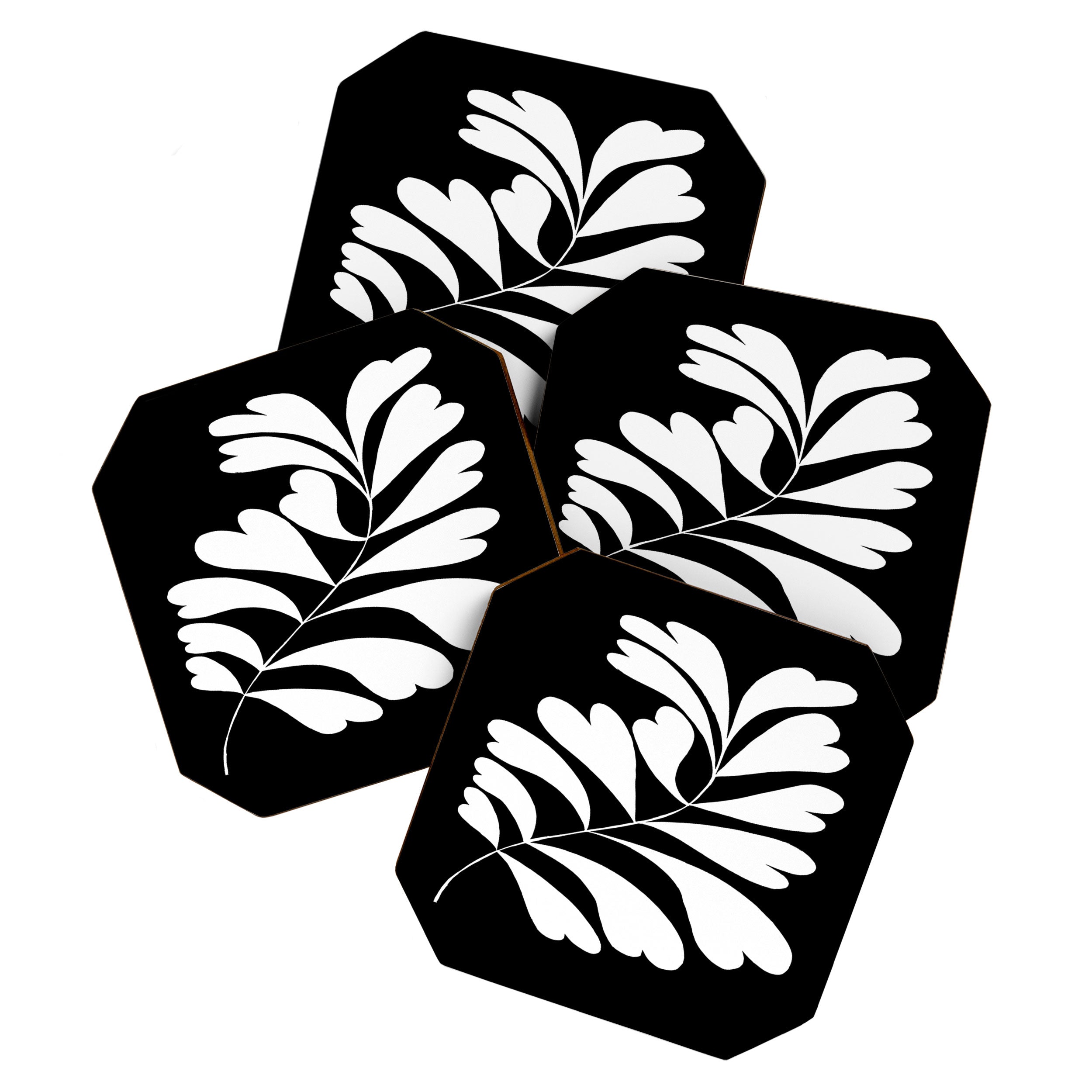 Love Palm Branch In Black  Coaster Gallery Image 1