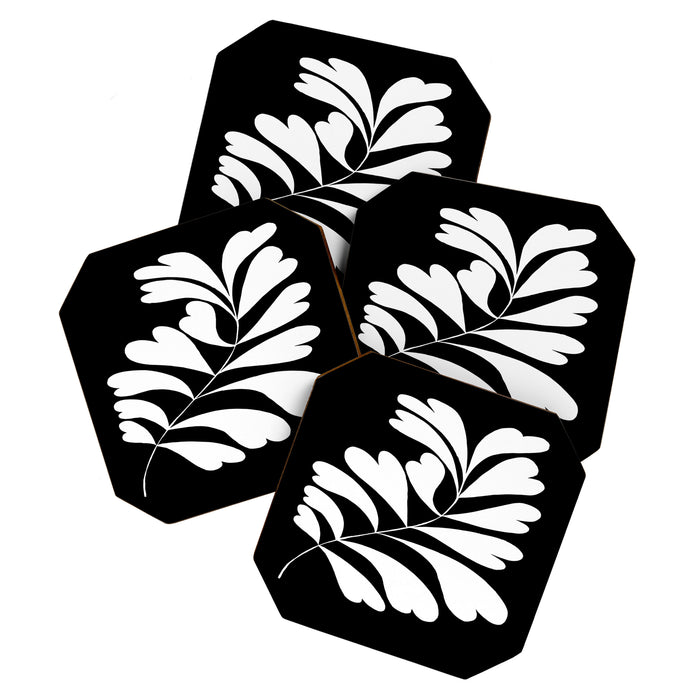 Love Palm Branch In Black  Coaster Gallery Image 1