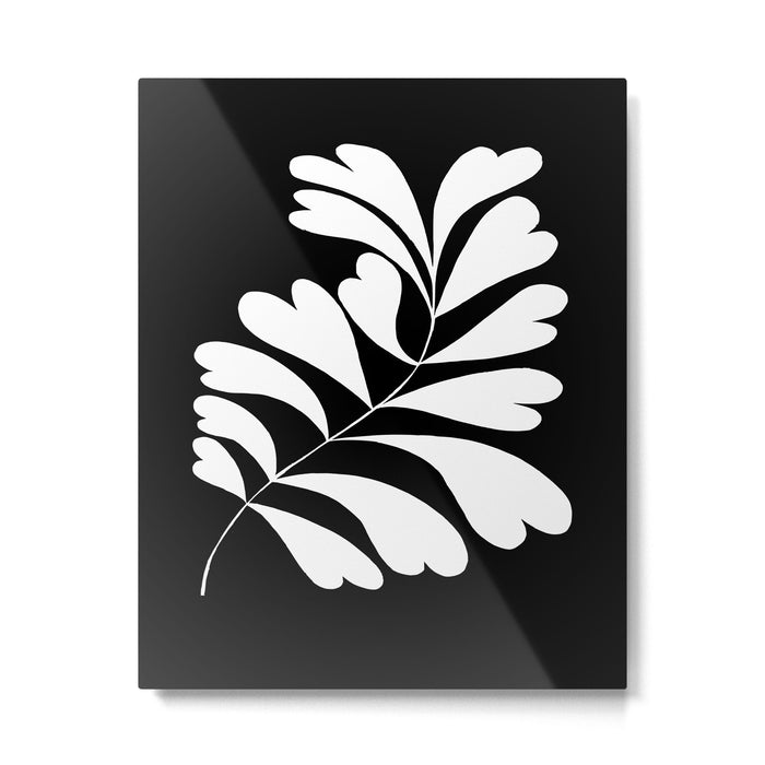 Love Palm Branch In Black  Metal Print Gallery Image 1