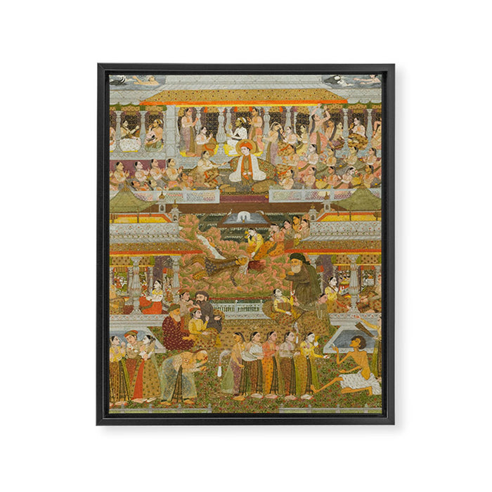 Lovers and beloveds: A composite of scenes from Persian, Urdu, and Sanskrit literature Framed Canvas Print Gallery Image 1