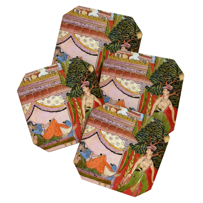 Lovers Indian Miniature Painted Illustration Coaster Gallery Image 1