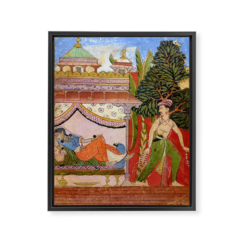 Lovers Indian Miniature Painted Illustration Framed Canvas Print Gallery Image 6