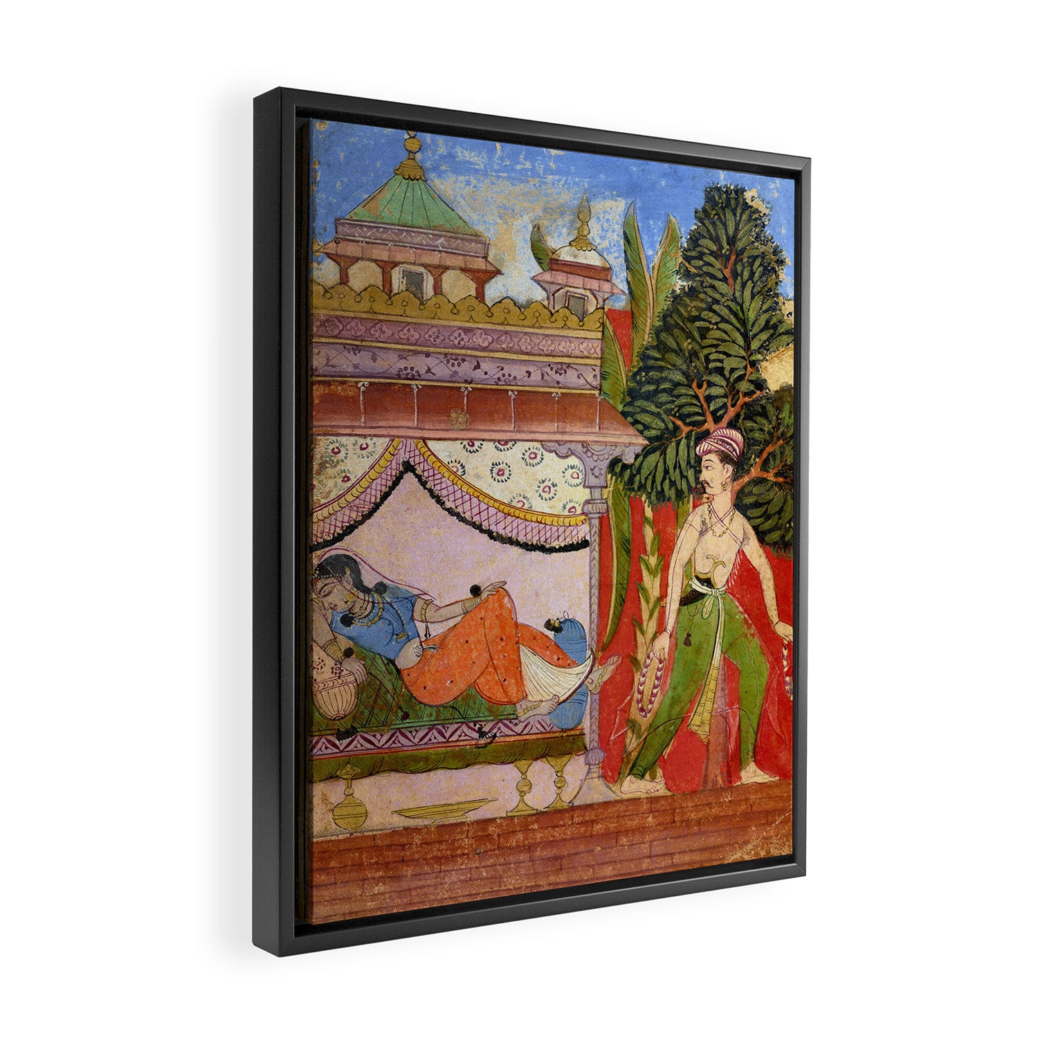 Lovers Indian Miniature Painted Illustration Framed Canvas Print Gallery Image 2