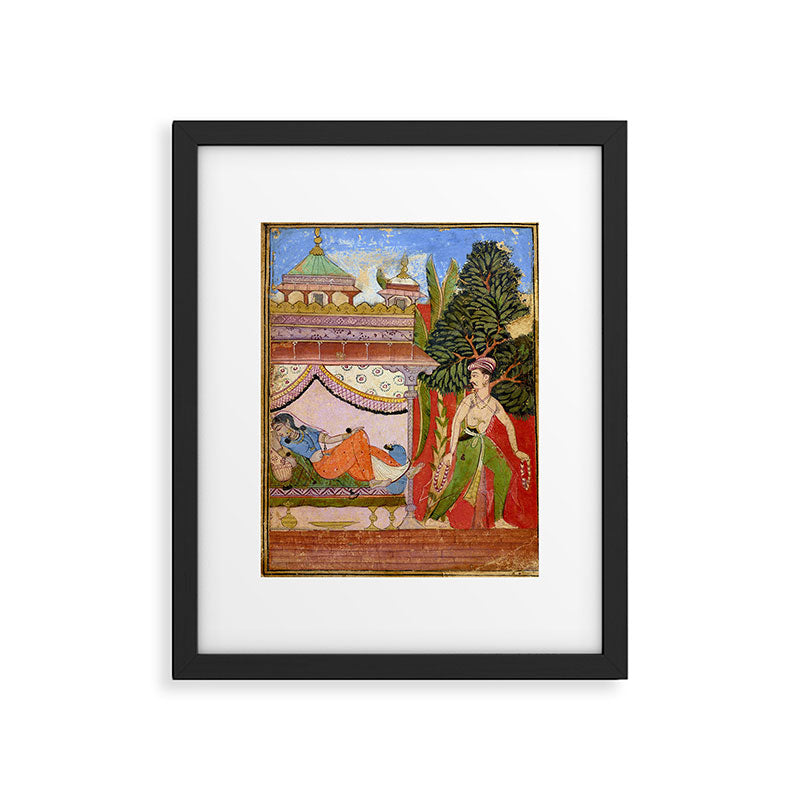 Lovers Indian Miniature Painted Illustration Framed Art Print Gallery Image 5